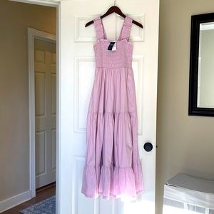 NWT Abercrombie & Fitch Smocked Bodice Easy Maxi Dress in Lavender Size Medium